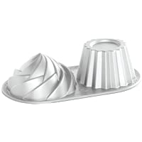 Nordic Ware Cute Cupcake Cast aluminio antiadherente Bundt hornear Pan 6 tazas - plata